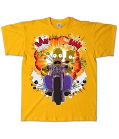 Прикольные футболки: симпсом на мотыке желт 