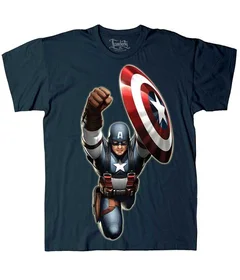 Прикольные футболки: супергерои капитан америка летит