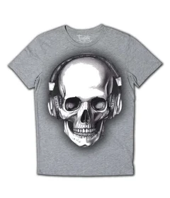 Прикольные футболки: череп в наушниках сер 