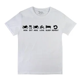 Прикольные футболки: ride-eat-ride-love-sleep-repeat