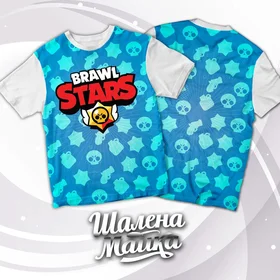 Футболки с полной запечаткой: Brawl Stars Big Logo Blue