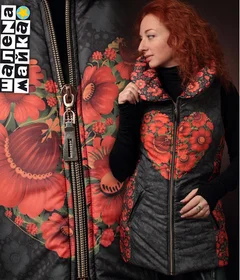 Теплая зимняя одежда: Жилет Петриковка на темном