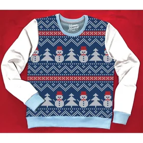 Свитшоты с полной запечаткой: новогодний свитшот вязаные снеговики