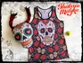 черепушки фиолетовая: Каталог-Хеллоуин-майка-череп-улыбка-розы_1