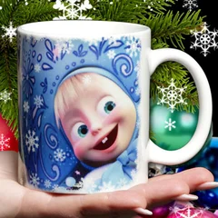 новогодняя чашка, маша и медведь, новый год